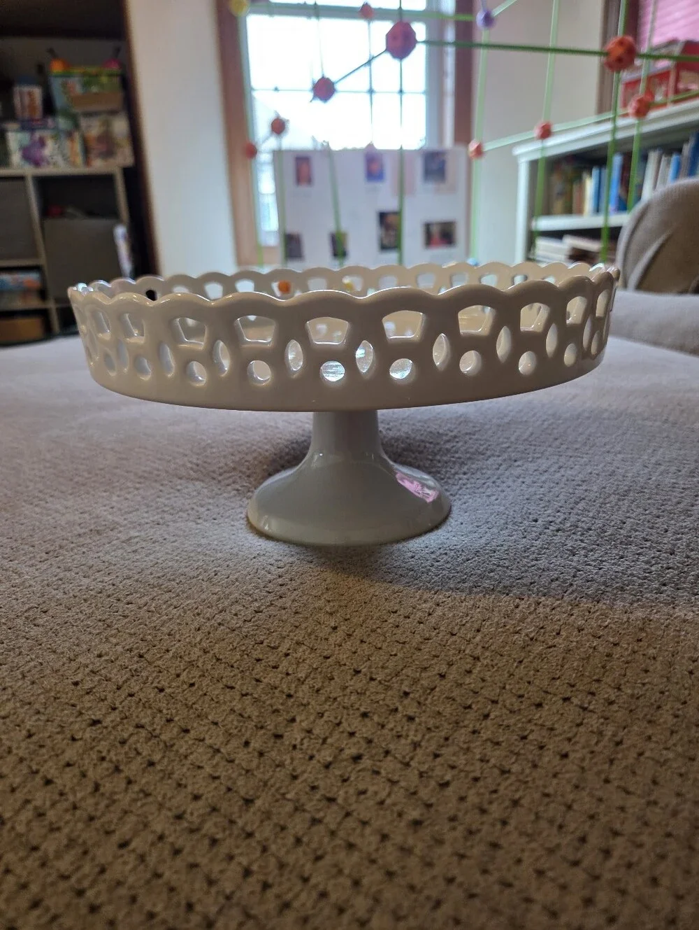 Crate & Barrel White Footed Pedestal Cake / Treat Stand With Glass Cover